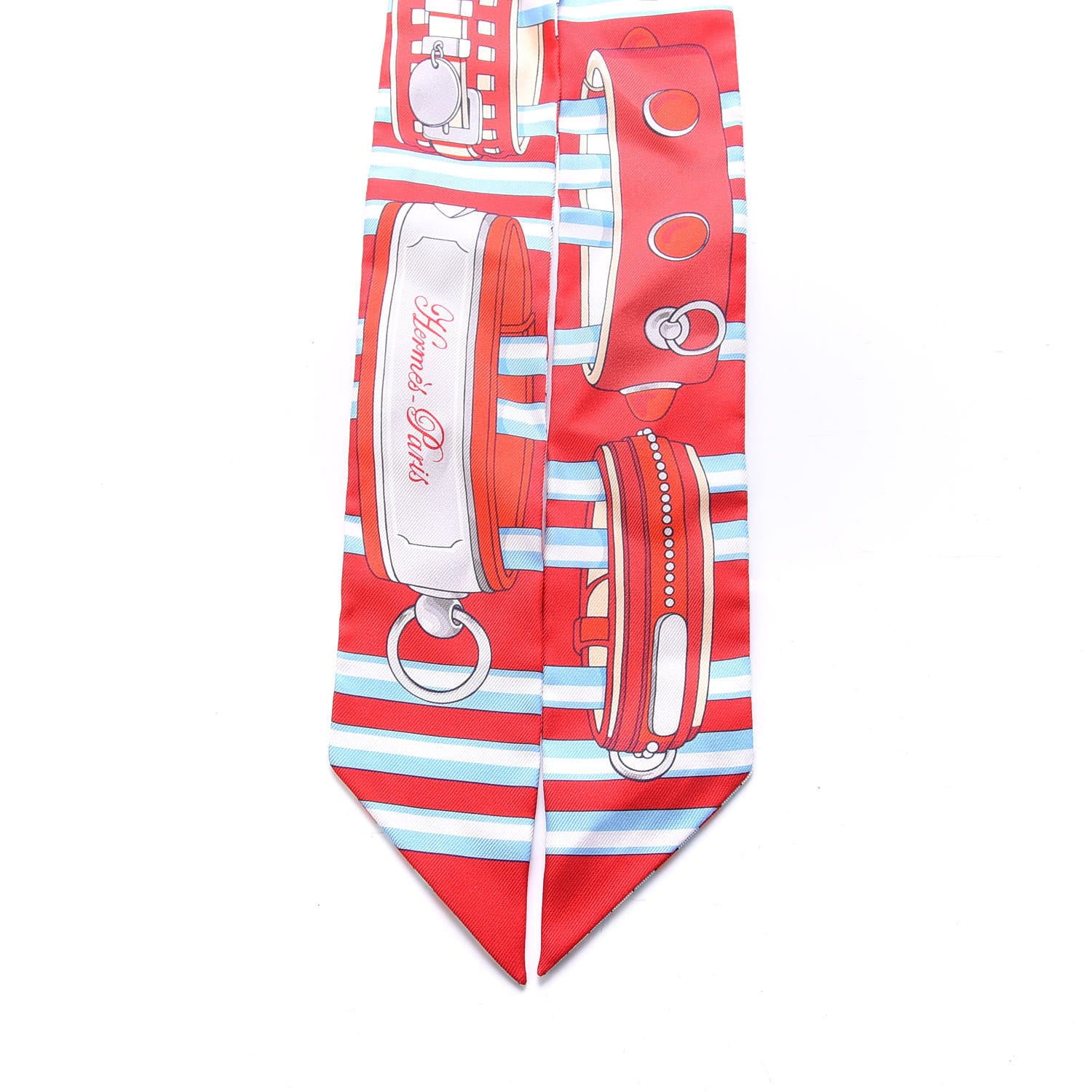 Hermes Silk Colliers De Chiens Remix Twilly Rouge Ciel Gris Perle 2 of 4