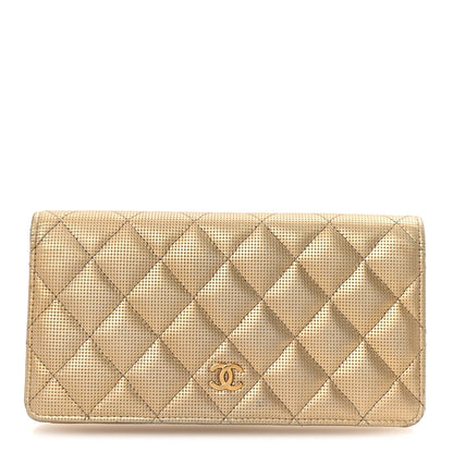 Chanel Metallic Calfskin Quilted Pixel Effect Yen Wallet Gold 1 of 8