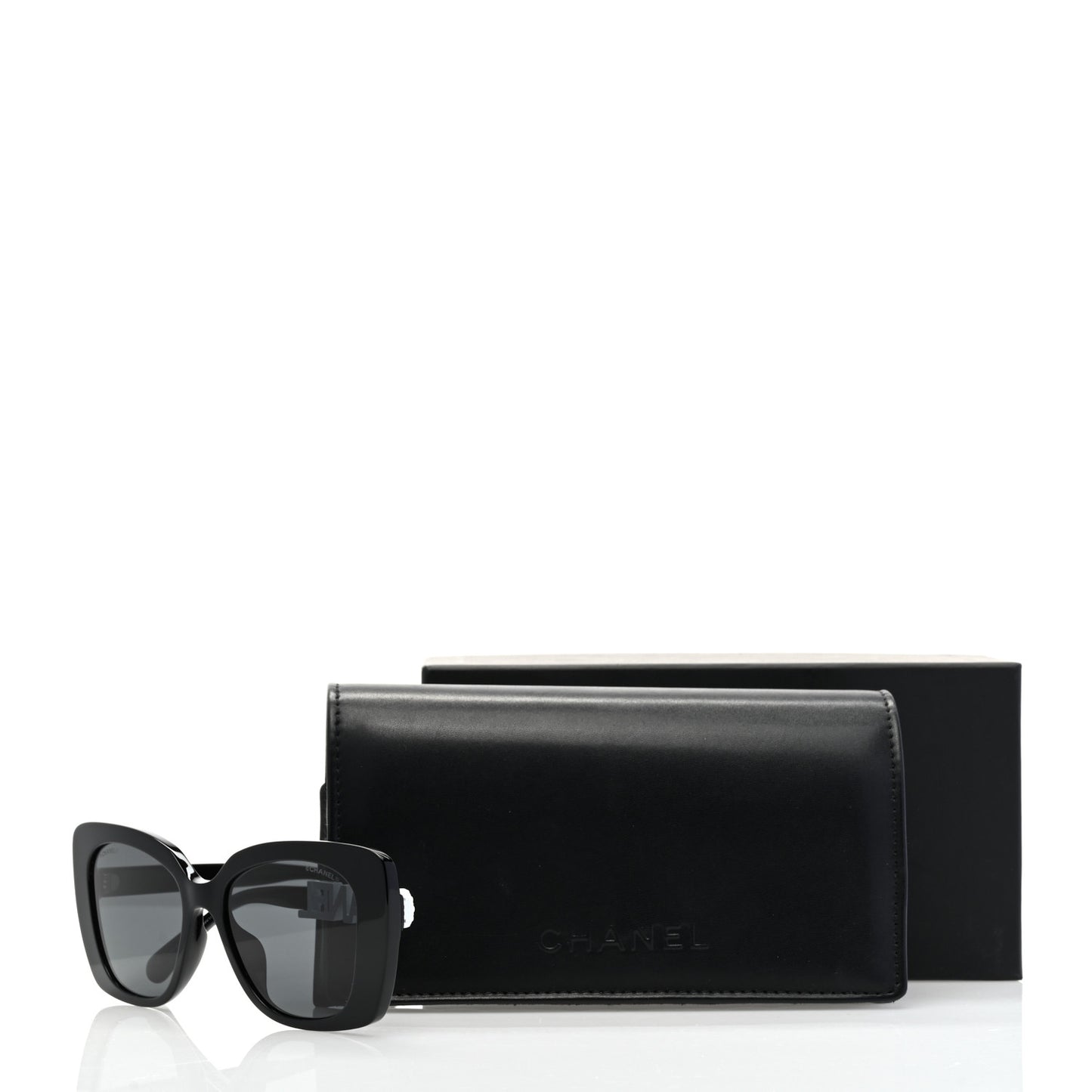 Acetate Strass Polarized Square Sunglasses 5422-B-A Black White