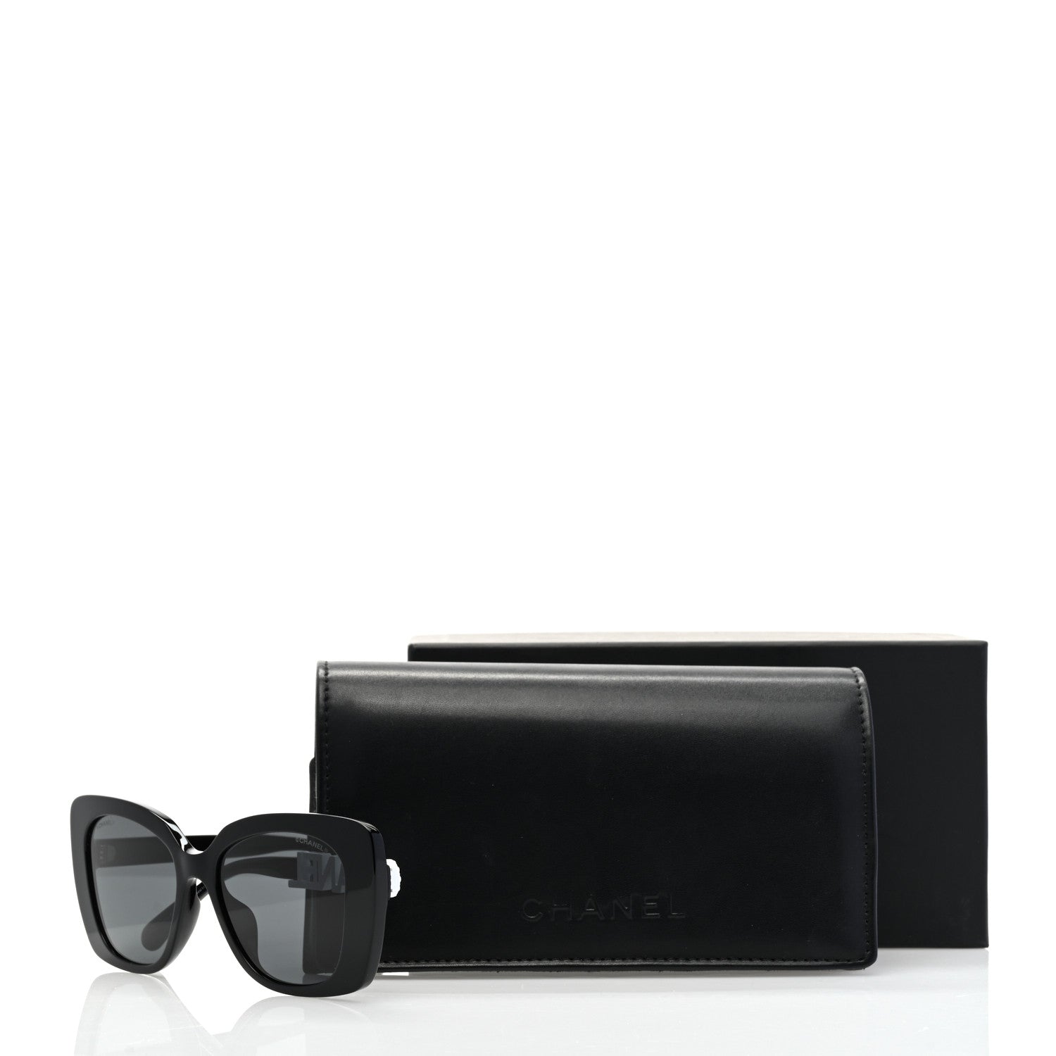 Chanel Acetate Strass Polarized Square Sunglasses 5422-B-A Black White 8 of 8