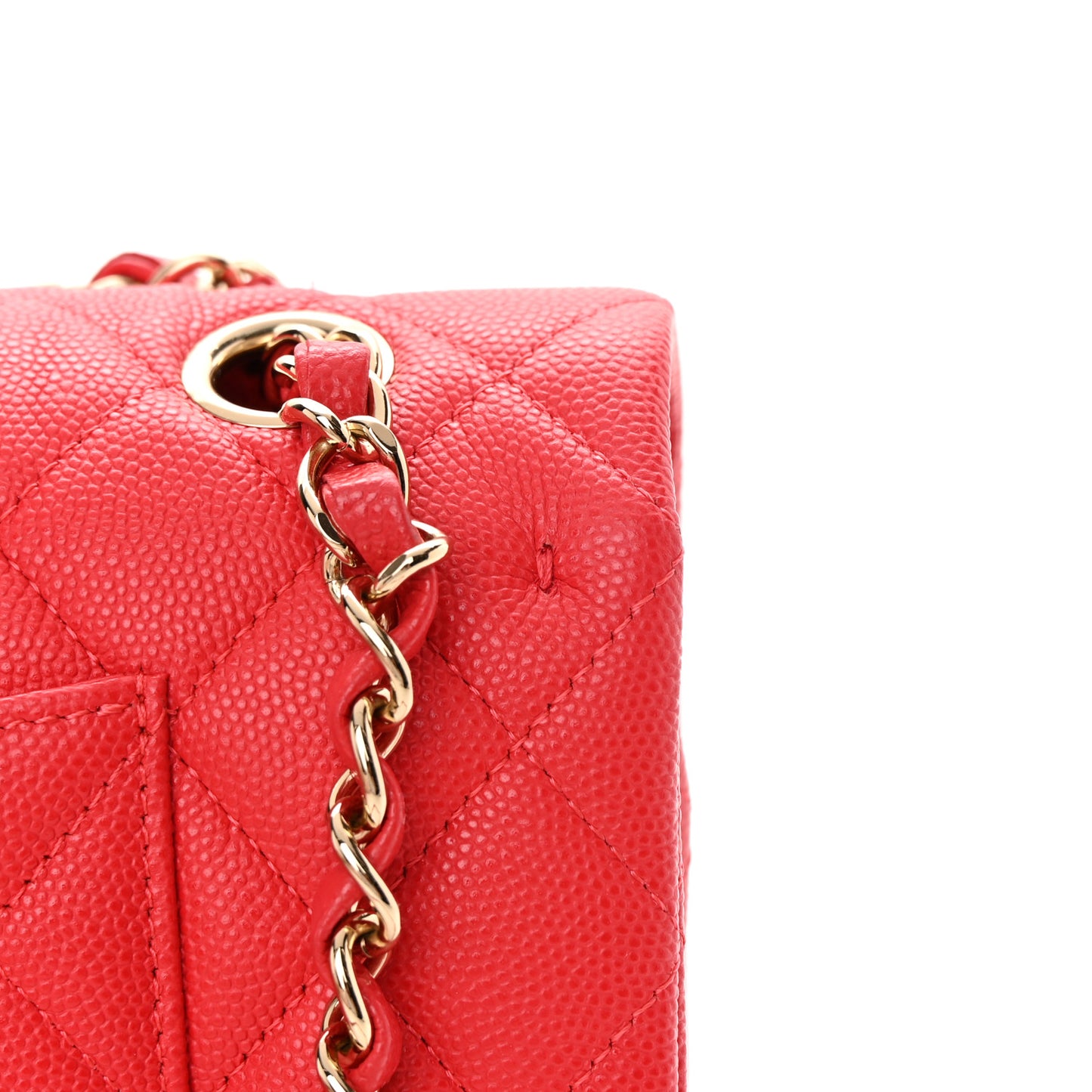Caviar Quilted Medium Double Flap Red