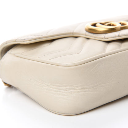 Gucci Calfskin Matelasse Super Mini GG Marmont Shoulder Bag White 6 of 10