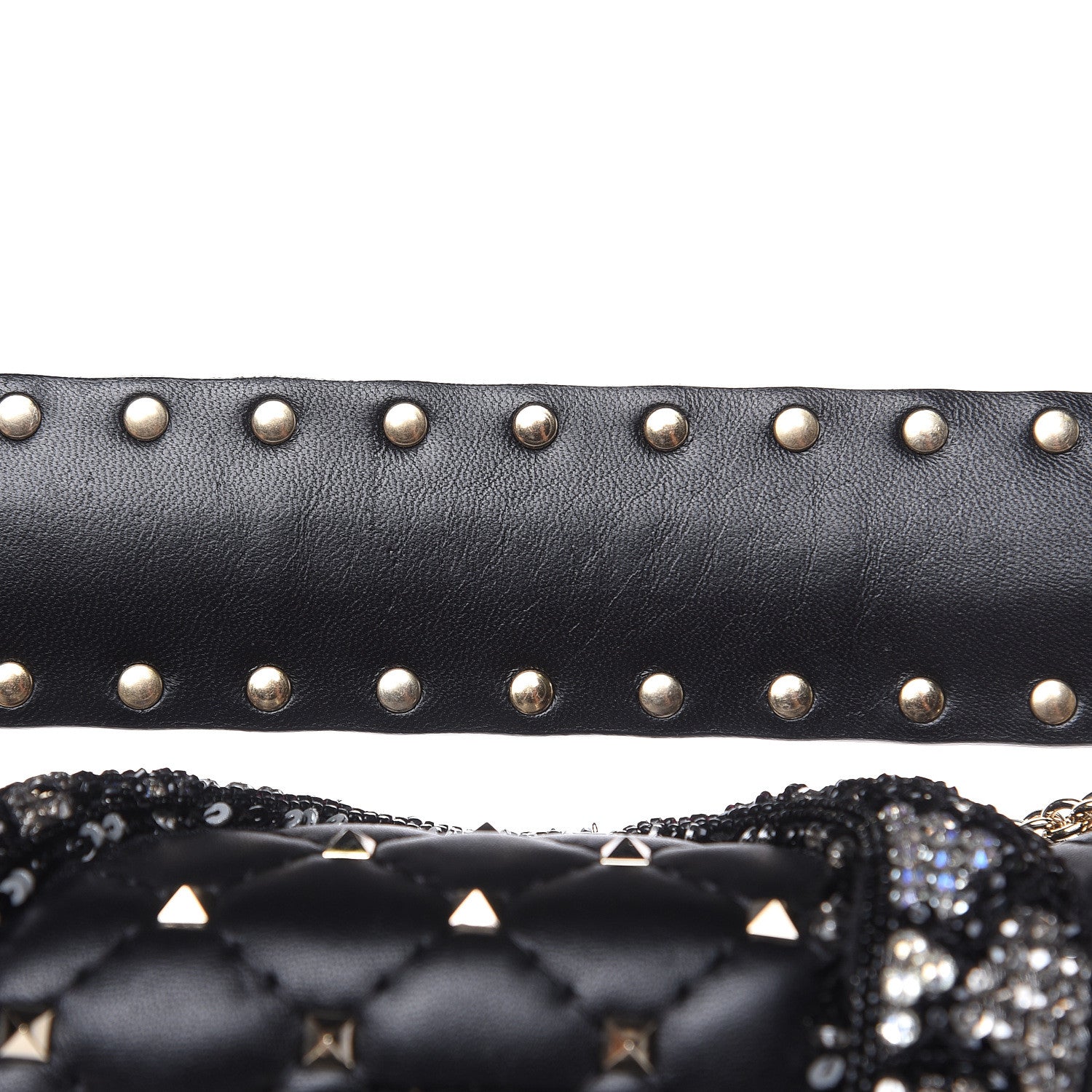 Valentino Garavani Lambskin Sequin Snake Medium Rockstud Spike Shoulder Bag Black 14 of 14