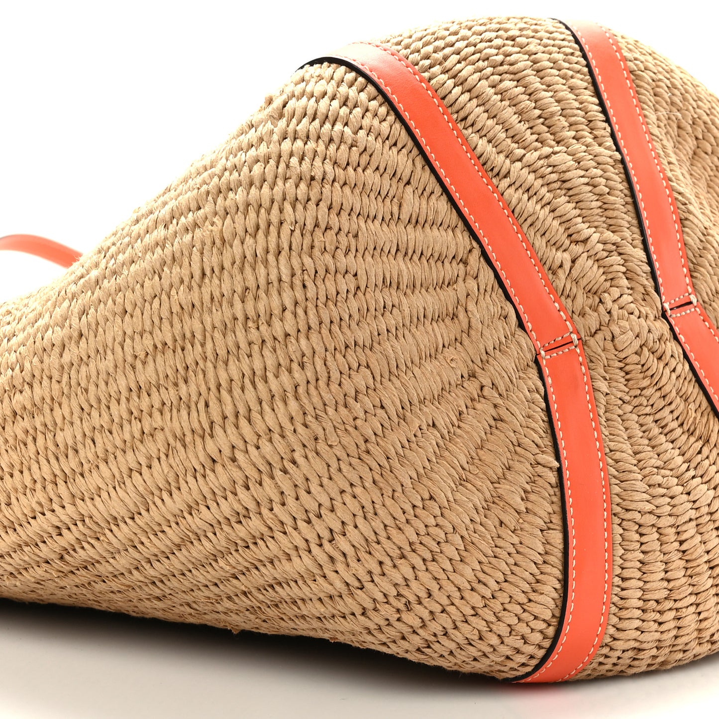 X MIFUKO Raffia Calfskin Basket Tote Orange Fizz
