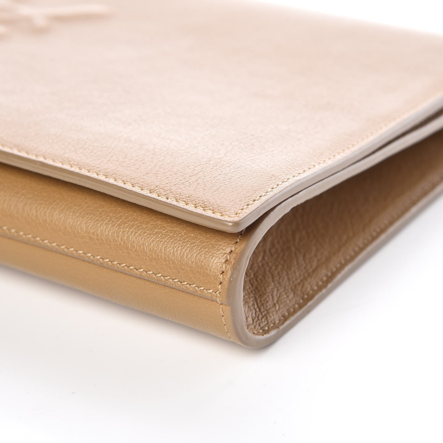 Saint Laurent Calfskin Monogram Large Belle De Jour Clutch Beige 9 of 9