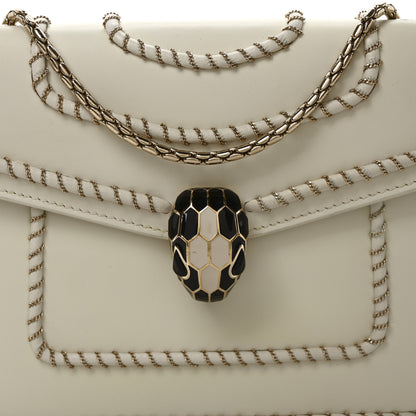 Bulgari Calfskin Woven Chain Serpenti Forever Crossbody Bag White 8 of 10
