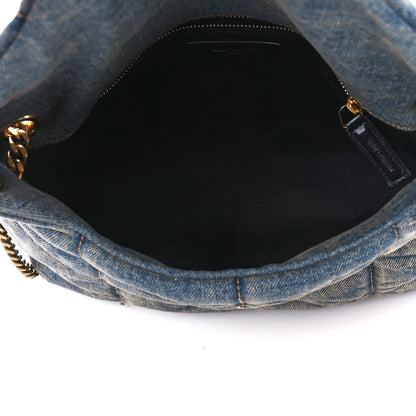 Saint Laurent Denim Quilted Small Loulou Puffer Monogram Chain Satchel Blue Cinnamon 5 of 10
