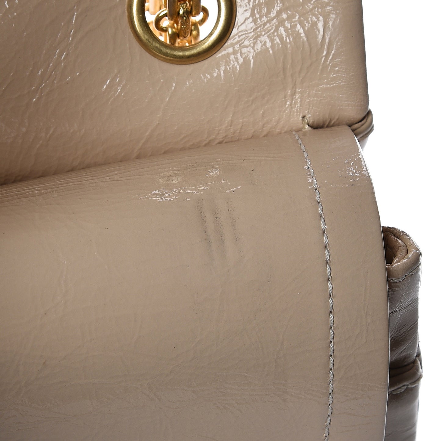 Distressed Patent Quilted 2.55 Reissue 226 Flap Beige