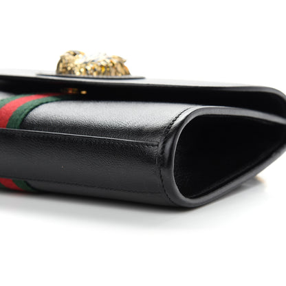 Gucci Textured Calfskin Web Small Rajah Slim Flap Shoulder Bag Black 9 of 10