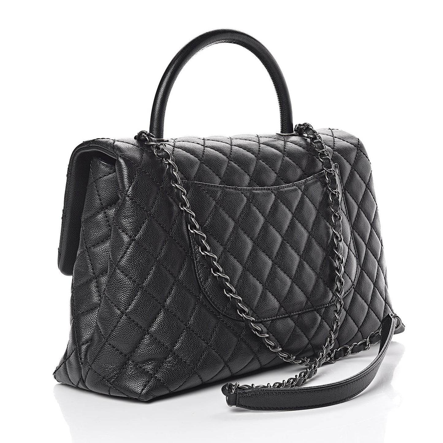 Caviar Quilted Medium Coco Handle Flap Black