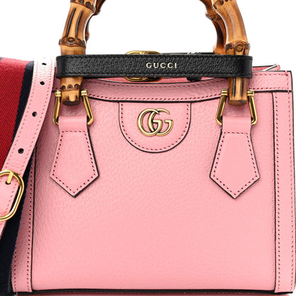 Gucci Textured Dollar Calfskin Web Mini Diana Tote Bag Wild Rose Black 7 of 10