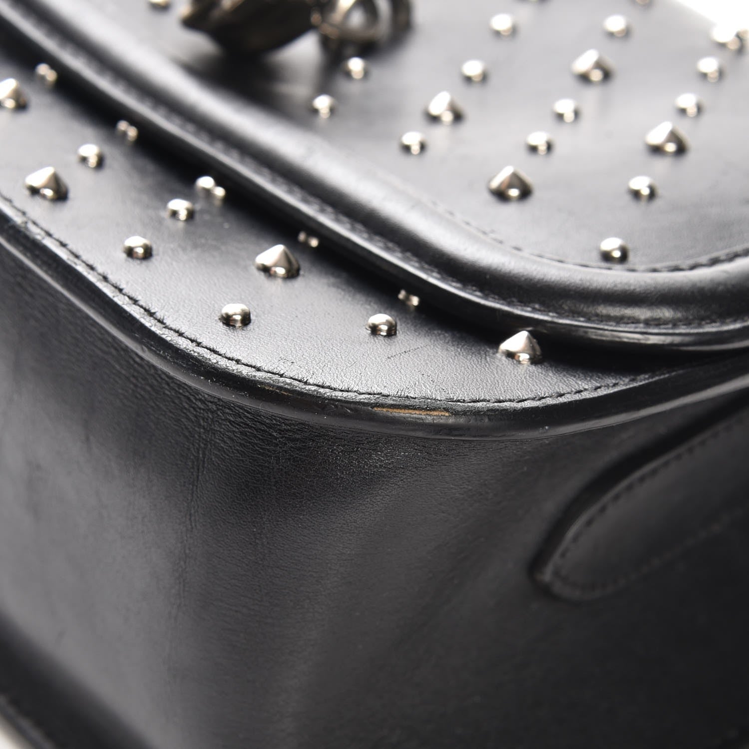 Alexander McQueen Calfskin Studded Small Padlock Crossbody Bag Black 9 of 12