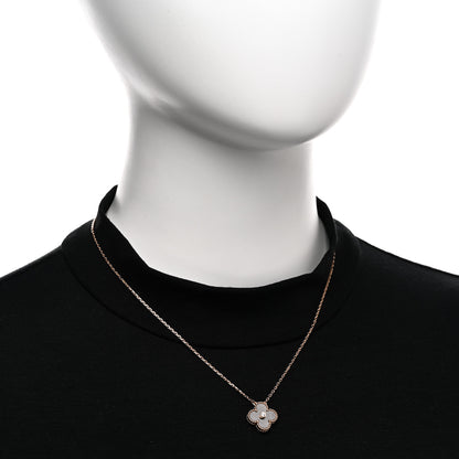 Van Cleef & Arpels 18K Rose Gold Diamond Silver Obsidian Vintage Alhambra Pendant Necklace 2 of 4
