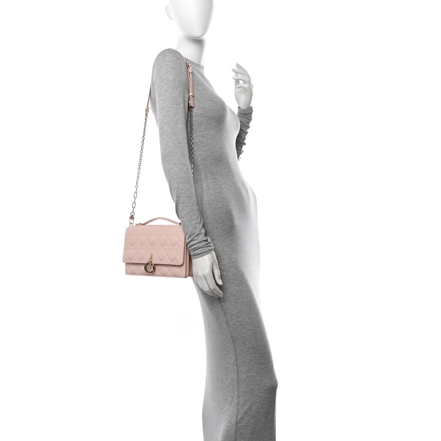 Christian Dior Lambskin Cannage My Dior Top Handle Bag Rose Poudre 2 of 9