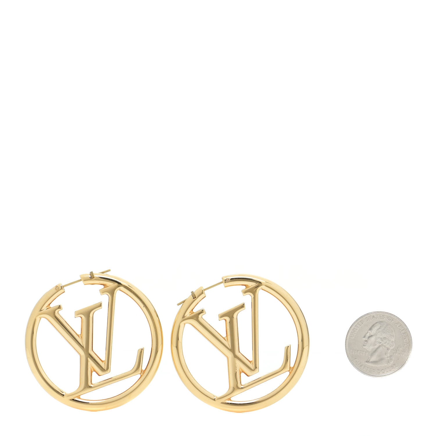 Louis Vuitton Metal Louise Hoop Earrings Gold 2 of 8