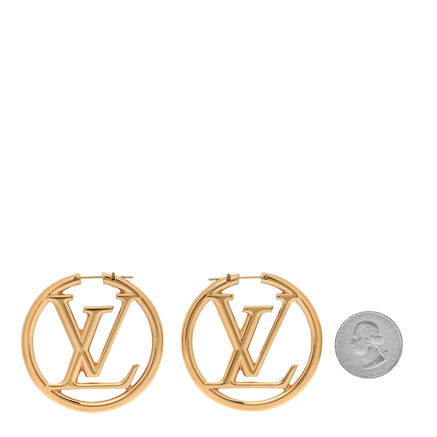 Louis Vuitton Metal Louise Hoop Earrings Gold 2 of 5