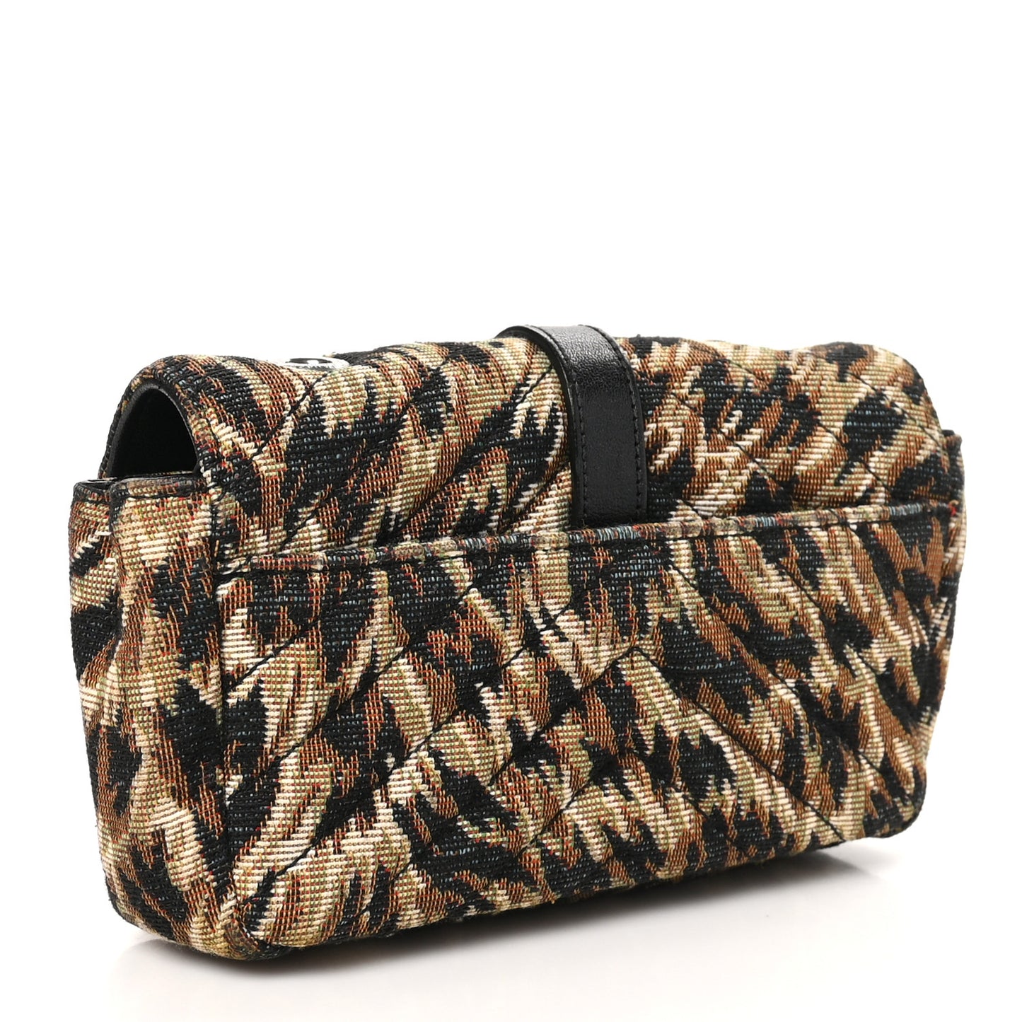 Jacquard Leopard Matelasse Chevron Monogram Baby Chain Bag Black