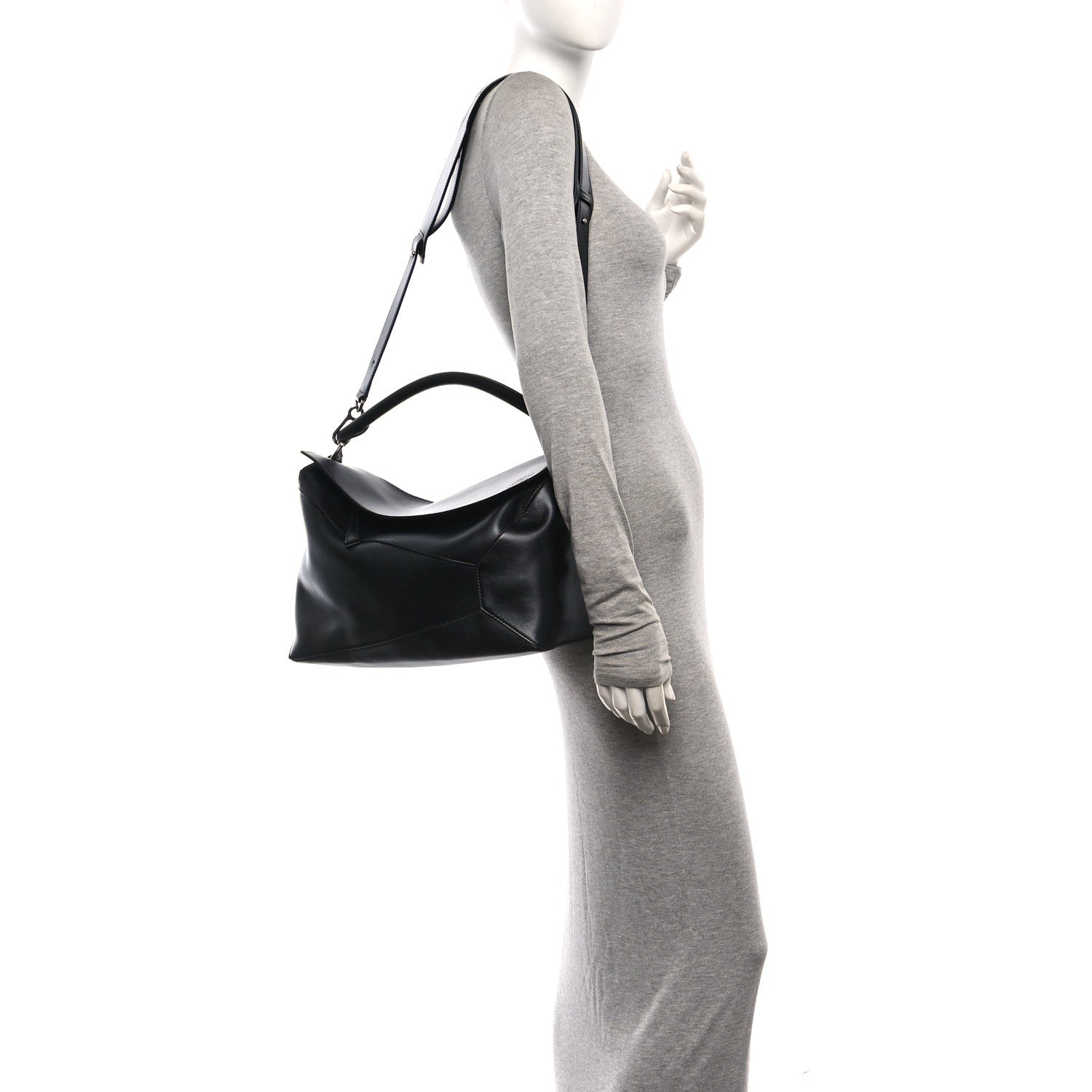 Loewe Calfskin Large Puzzle Edge Bag Black 2 of 9