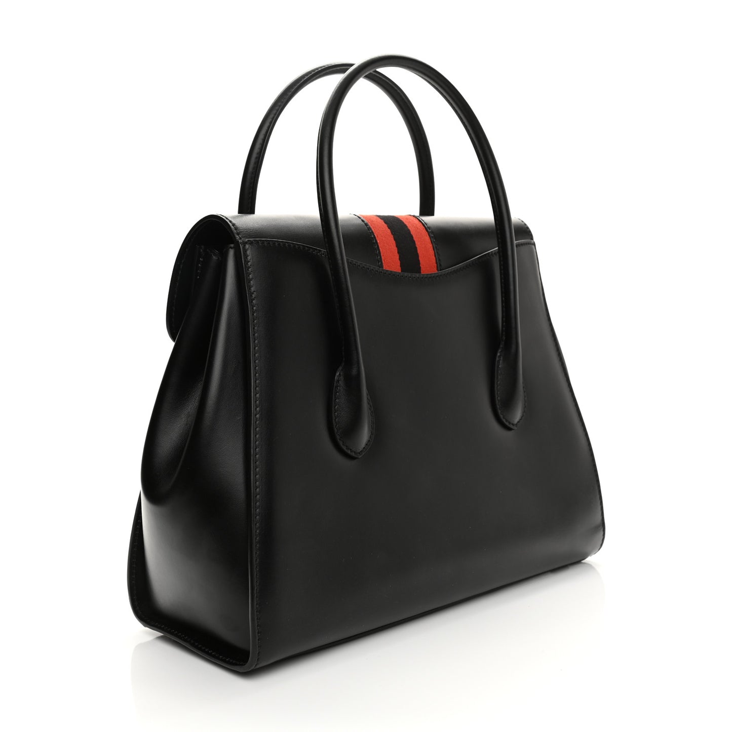 Plutone Calfskin Web Medium Turn Lock Top Handle Duffle Bag Black