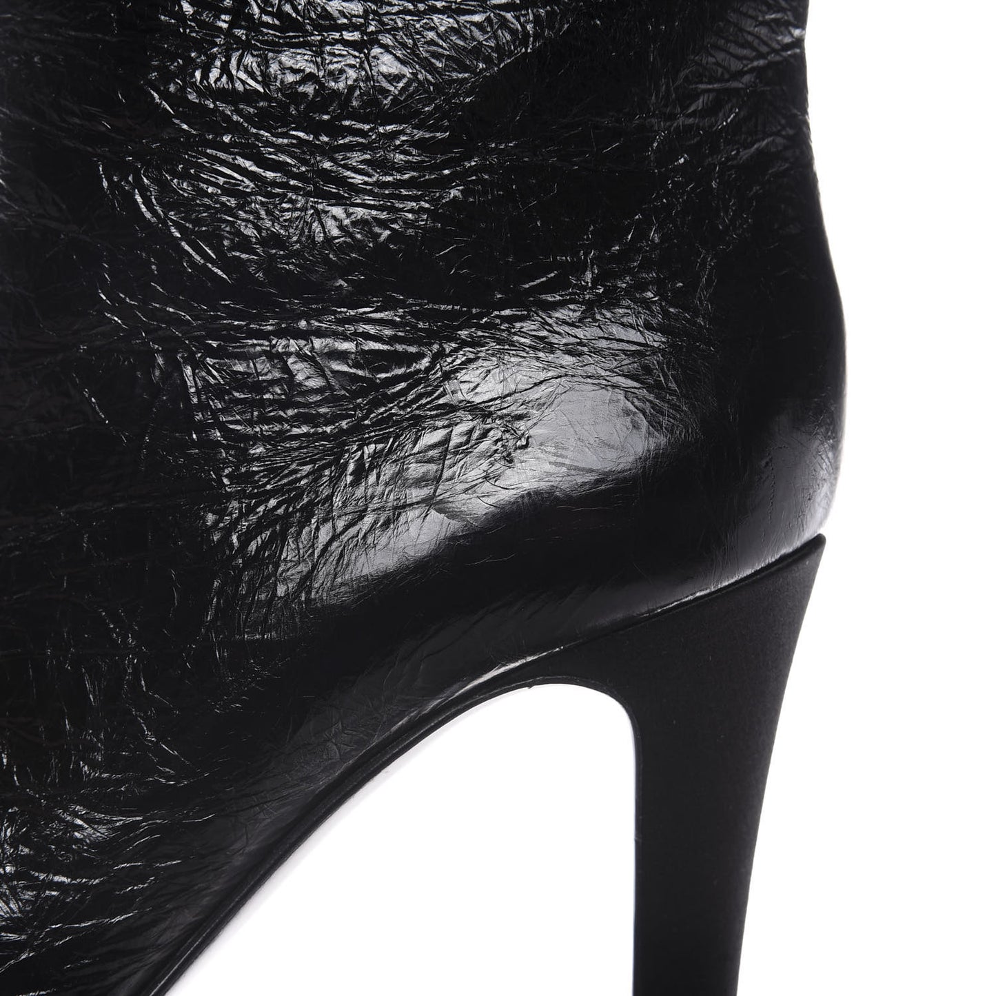 Crumpled Calfskin Satin Cap Toe Short Ankle Boots 39 Black