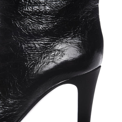 Chanel Crumpled Calfskin Satin Cap Toe Short Ankle Boots 39 Black 14 of 14