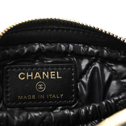 Chanel Lambskin Quilted Small Curvy Pouch Cosmetic Case Black 6 of 8