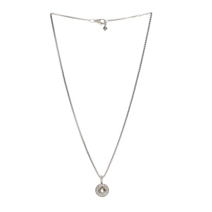 David Yurman Sterling Silver Diamond Prasiolite 8mm Petite Cerise Pendant Necklace 3 of 7