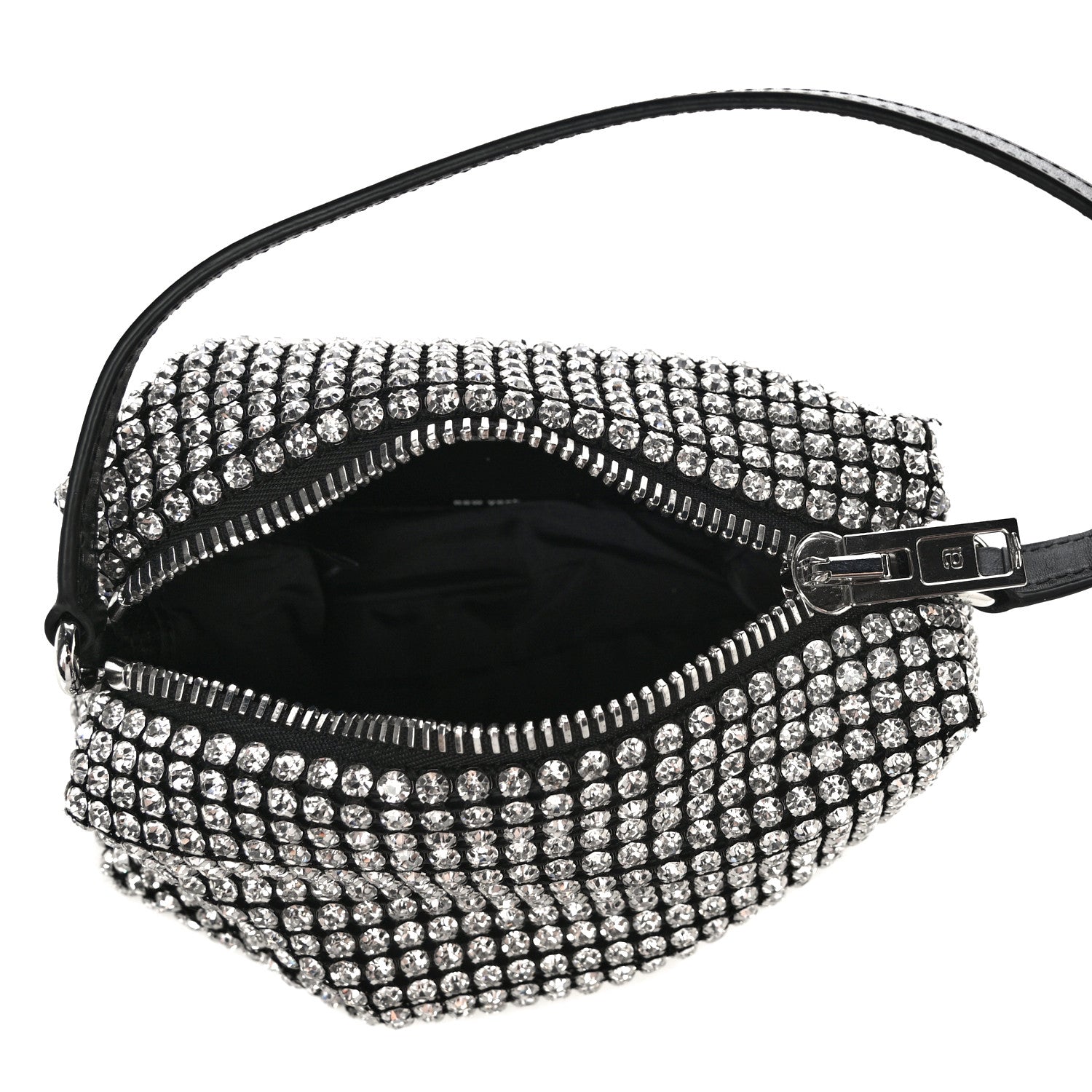 Alexander Wang Mesh Crystal Rhinestone Mini Heiress Pouch Black Silver 5 of 10