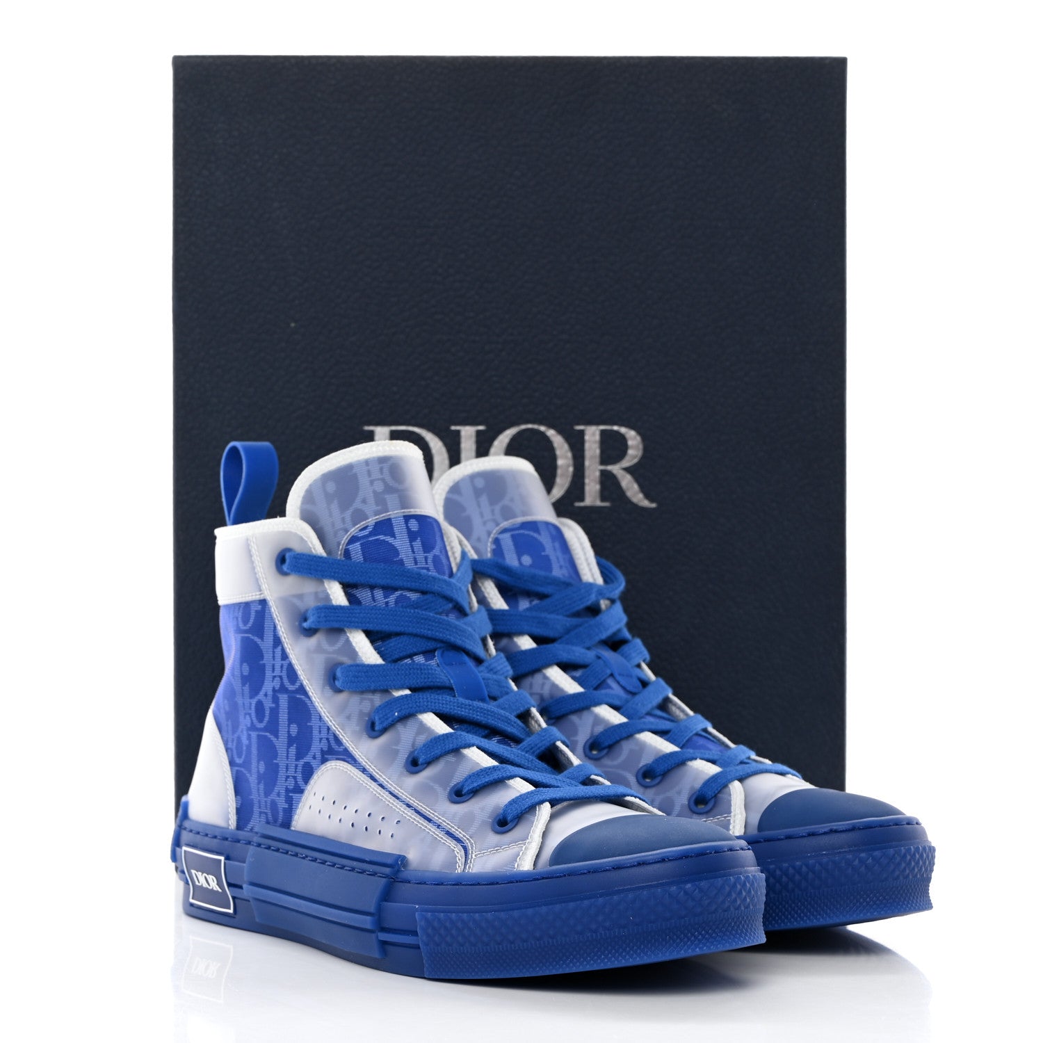 Christian Dior Technical Canvas Oblique Mens B23 High Top Sneakers 41 Blue 9 of 9