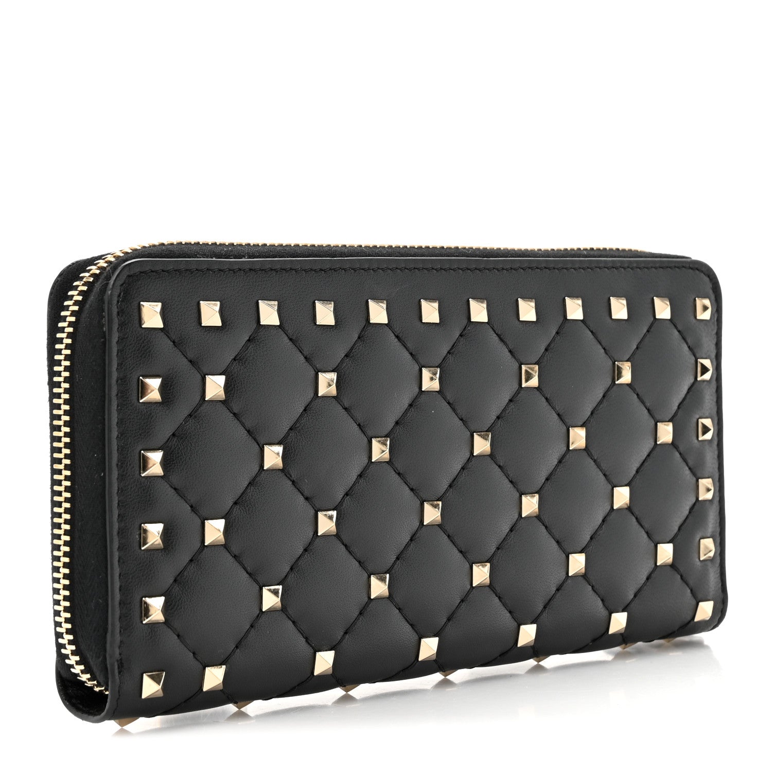 Valentino Garavani Lambskin Rockstud Spike VLTN Zip Around Wallet Black 3 of 11