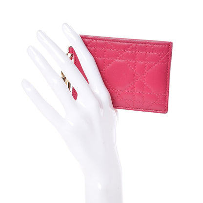 Christian Dior Lambskin Cannage Lady Dior Card Holder Fuchsia 2 of 10