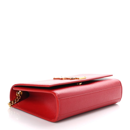 Saint Laurent Grain De Poudre Small Monogram Kate Satchel Bandana Red 4 of 8
