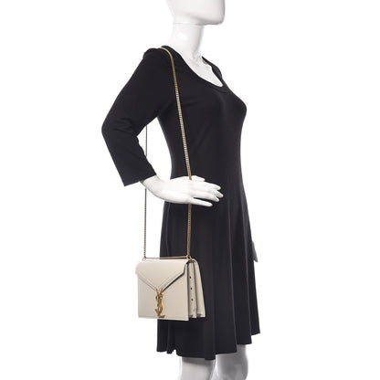 Saint Laurent Smooth Calfskin Monogram Cassandra Clasp Bag Porcellana 2 of 10