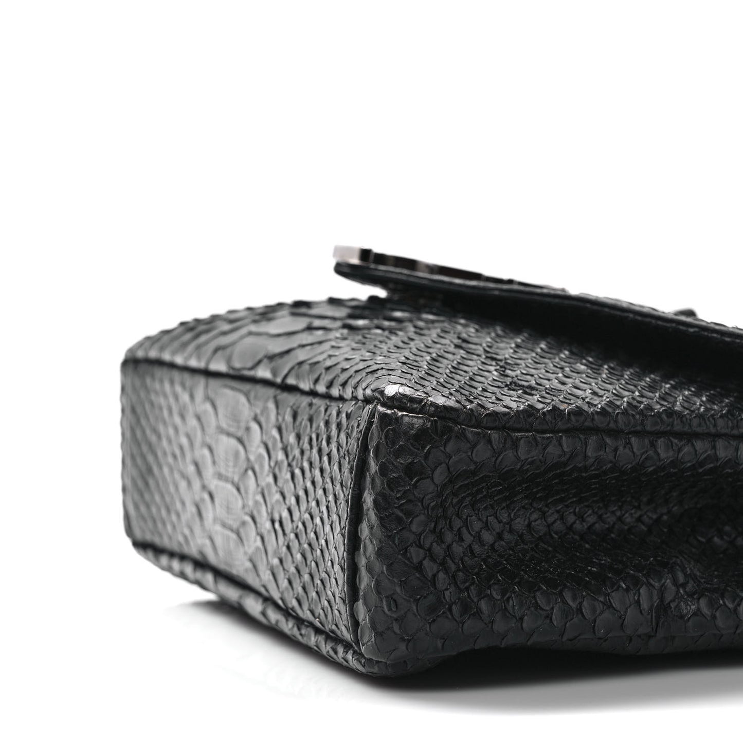 Calfskin Python Embossed Monogram Medium College Bag Black