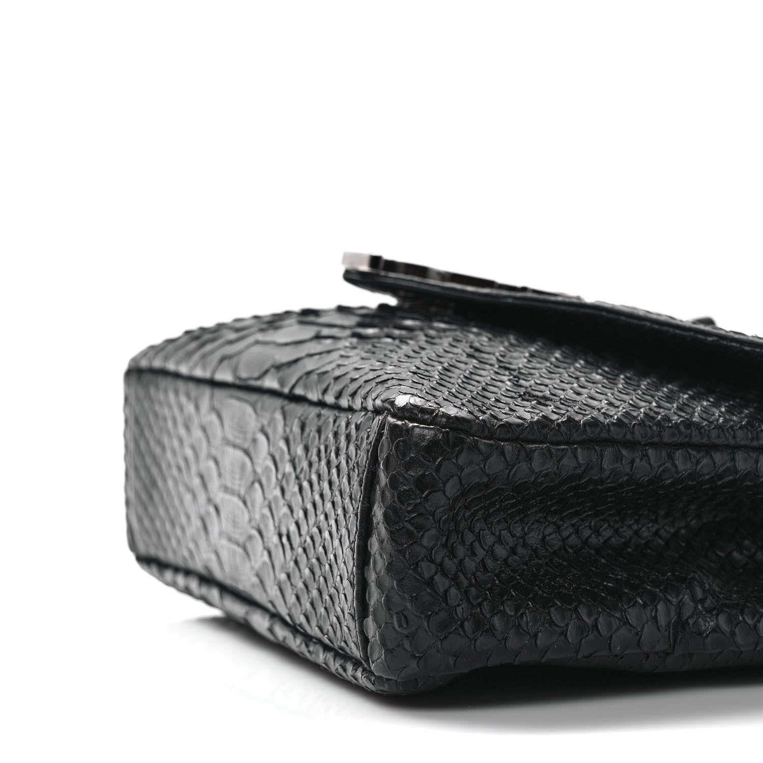 Saint Laurent Calfskin Python Embossed Monogram Medium College Bag Black 8 of 13