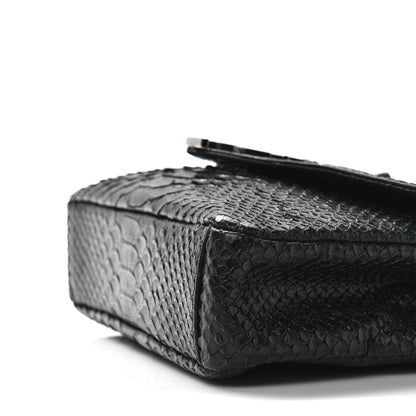 Saint Laurent Calfskin Python Embossed Monogram Medium College Bag Black 8 of 13