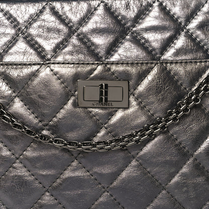 Chanel Metallic Aged Calfskin Quilted Large Reissue Camera Case Silver 8 of 10