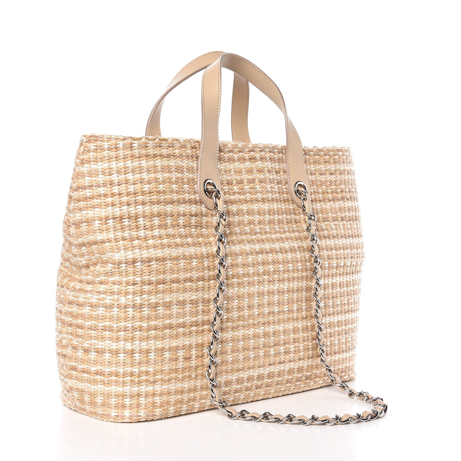 Chanel Woven Straw Tote Beige 3 of 9