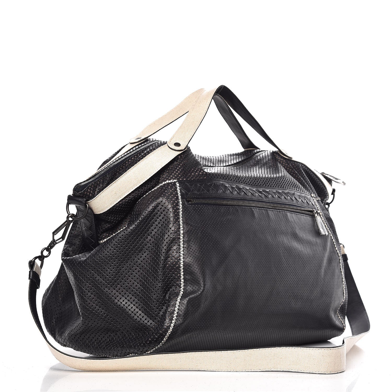 Bottega Veneta Nappa Perforated Canvas Duffle Black 3 of 6