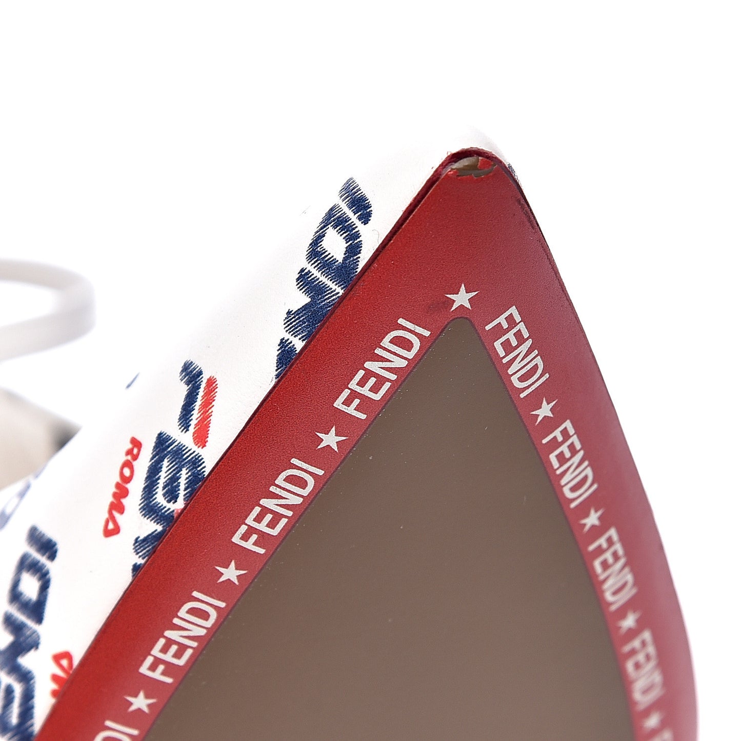 X FILA Vitello Mania Logo Print High Heel Pumps 36 White Blue Red Fragola