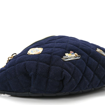 Chanel Wool Lambskin Quilted Paris Hamburg Charms Waist Bag Dark Navy 8 of 9