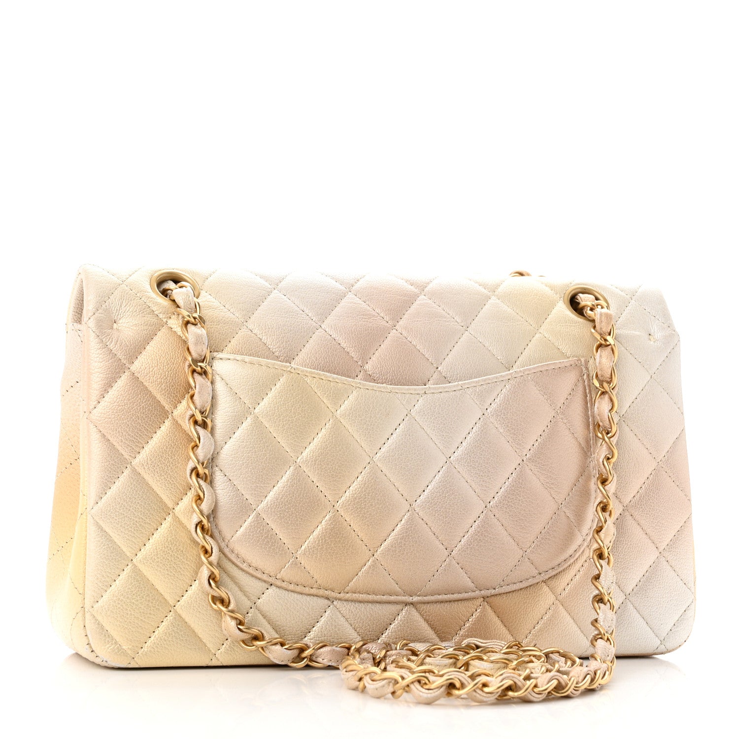 Chanel Metallic Goatskin Quilted Ombre Medium Double Flap Gold 3 of 11