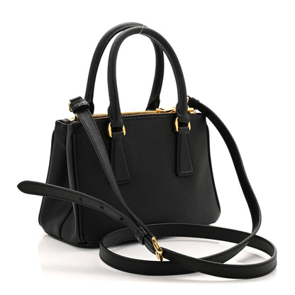 Prada Saffiano Lux Mini Galleria Double Zip Tote Black 3 of 11