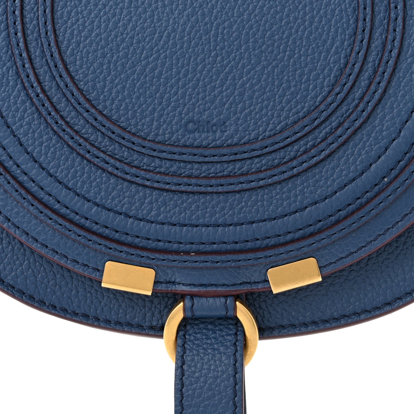 Grained Calfskin Small Marcie Saddle Bag Deep Denim
