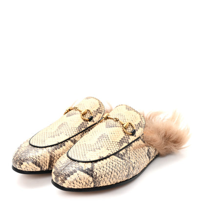 Gucci Snakeskin Fur Womens Princetown Slippers 37.5 Black Natural 4 of 9