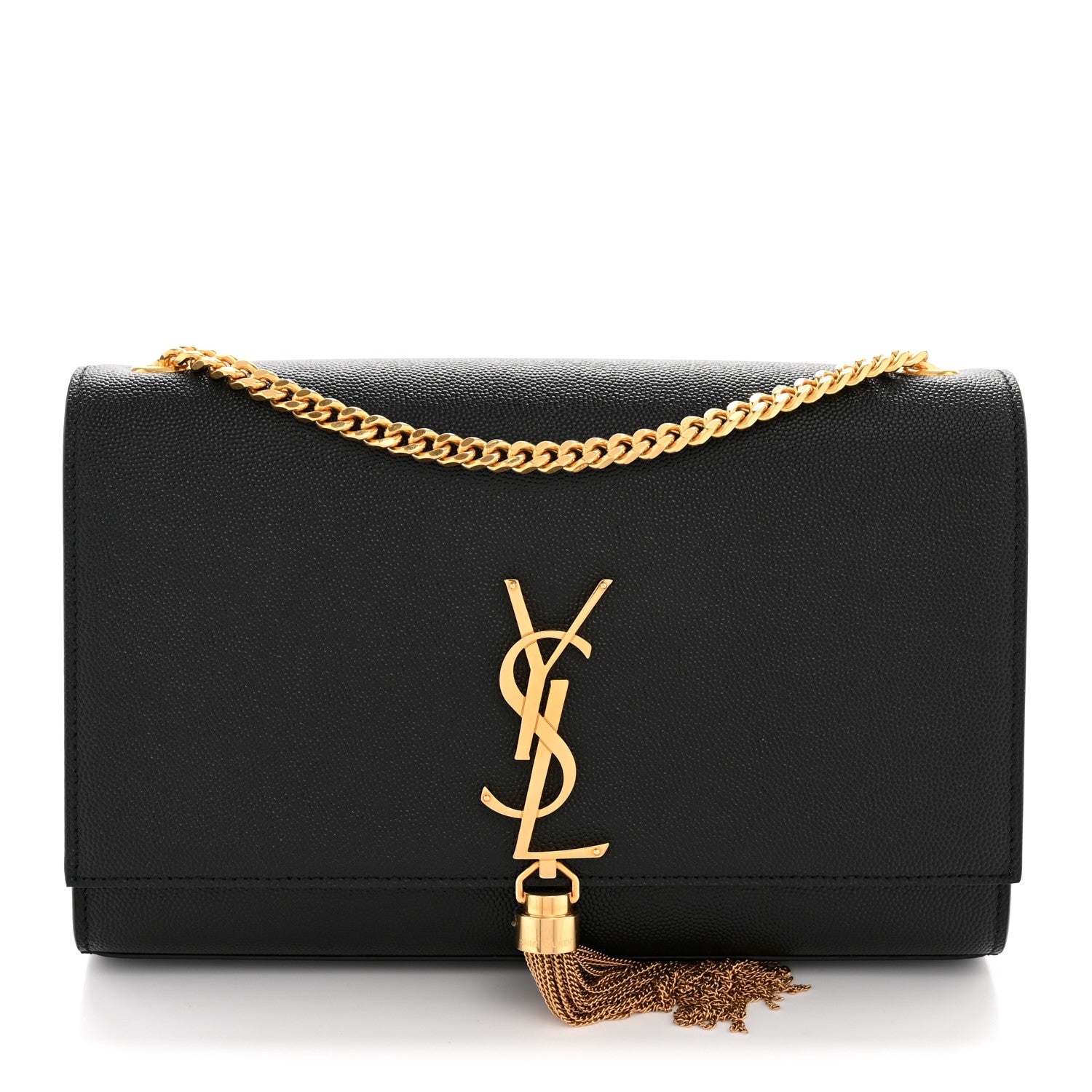 Saint Laurent Grain De Poudre Small Classic Monogram Kate Tassel Satchel Black 1 of 12