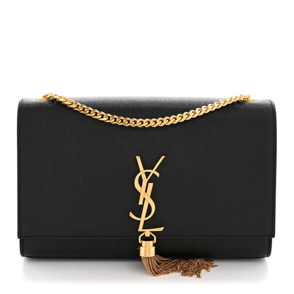Saint Laurent Grain De Poudre Small Classic Monogram Kate Tassel Satchel Black 1 of 12