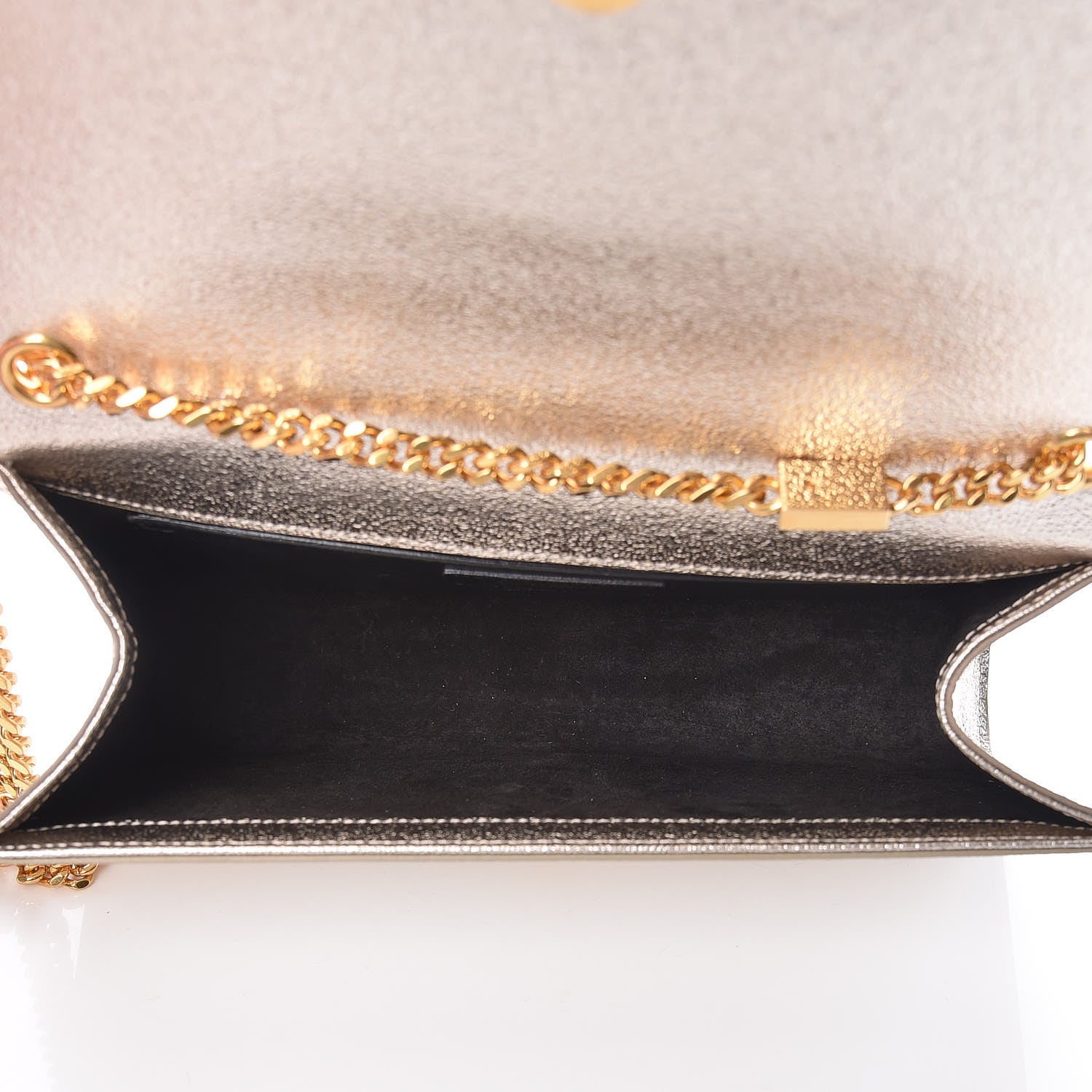Saint Laurent Metallic Calfskin Medium Classic Monogram Kate Satchel Gold 7 of 9