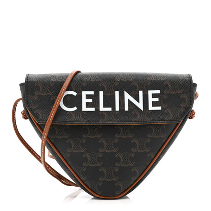Celine Triomphe Canvas Triangle Crossbody Bag Tan 1 of 10