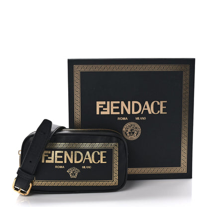 Fendi X VERSACE Vitello Cover Fendace Medusa Small Camera Case Black Gold 9 of 9